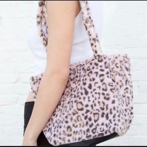 Brandy Melville pink leopard print tote